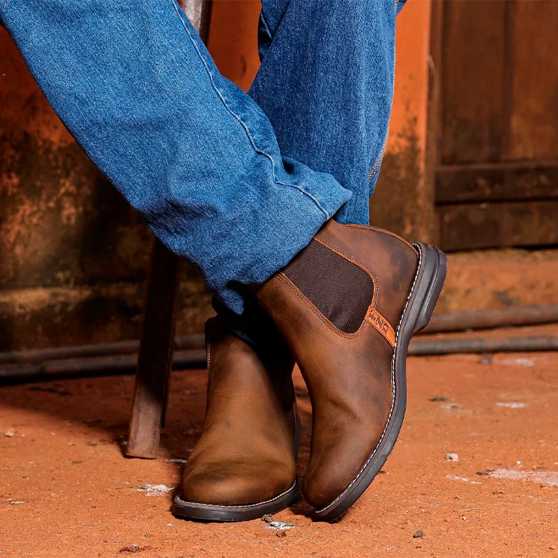 Kit Bota Masculina Montara em Couro Legítimo e Palmilha Ortopédica +BRINDES: Faca Inox, Chapéu e Cinto