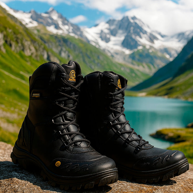 Kit Bota Masculina Gravuor em Couro Legítimo e Palmilha Ortopédica +BRINDES: Relógio, Faca, Cinto e Carteira
