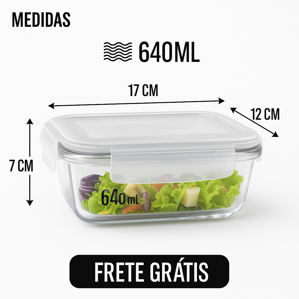 Kit 15 Potes Herméticos de Vidro + 10 Copos de Vidro Aruba de Brinde