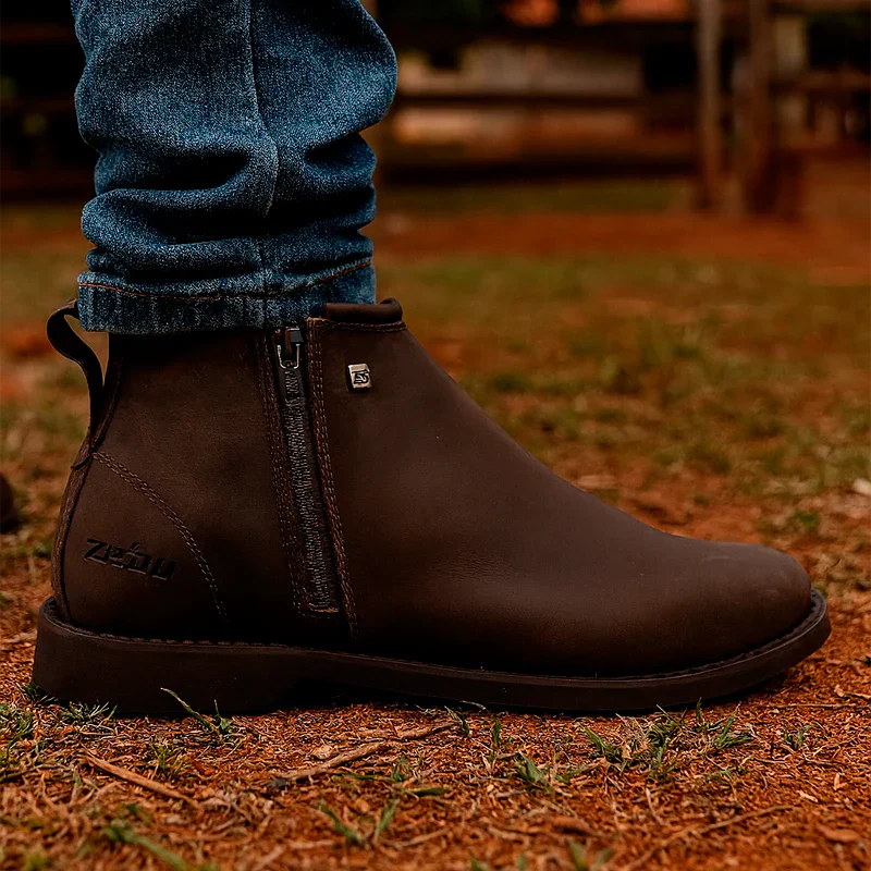 Kit Bota Zavick em Couro Legítimo e Palmilha Ortopédica +BRINDES: Boné, Cinto e Bainha com Faca