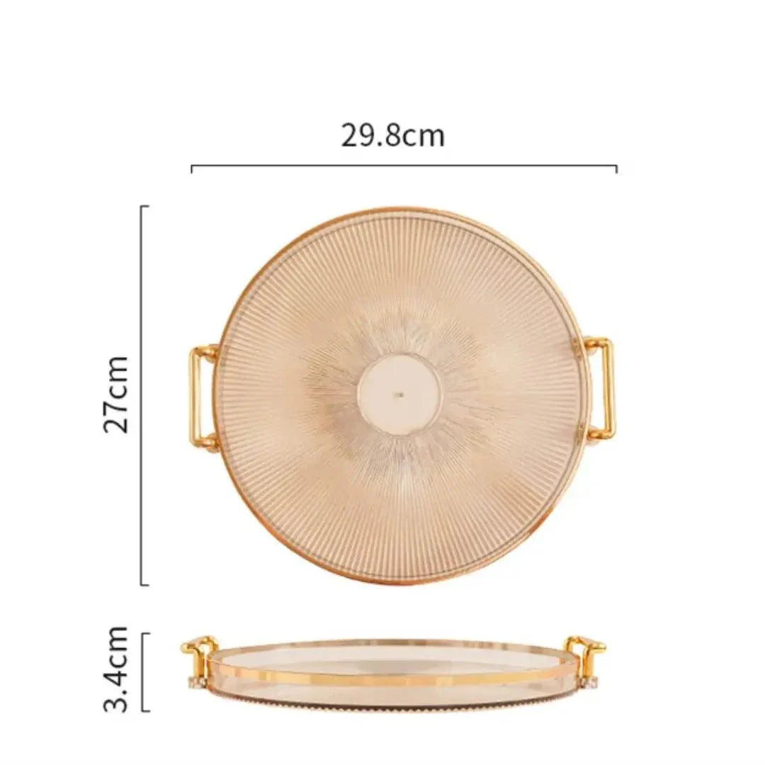 Bandeja Decorativa Espelhada Redonda de Acrílico para Servir