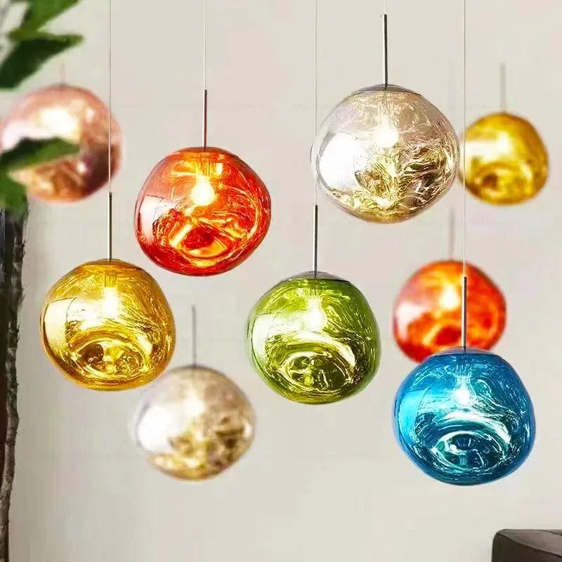 Conjunto Completo Lustre Pendente Moderno Luxuoso Lava Macaron Nórdico