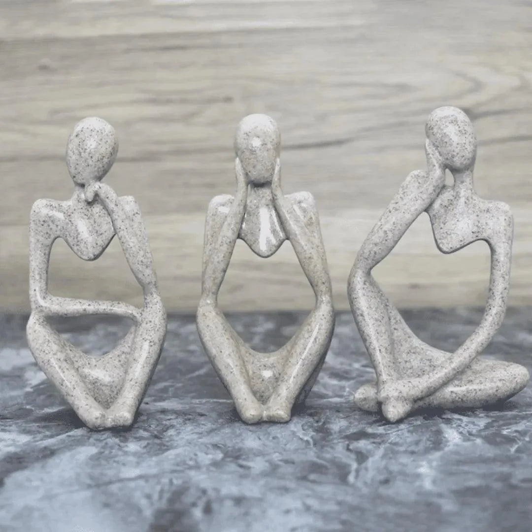 Escultura Decorativa O Pensador Estatueta 3 Peças - Decoração para Sala