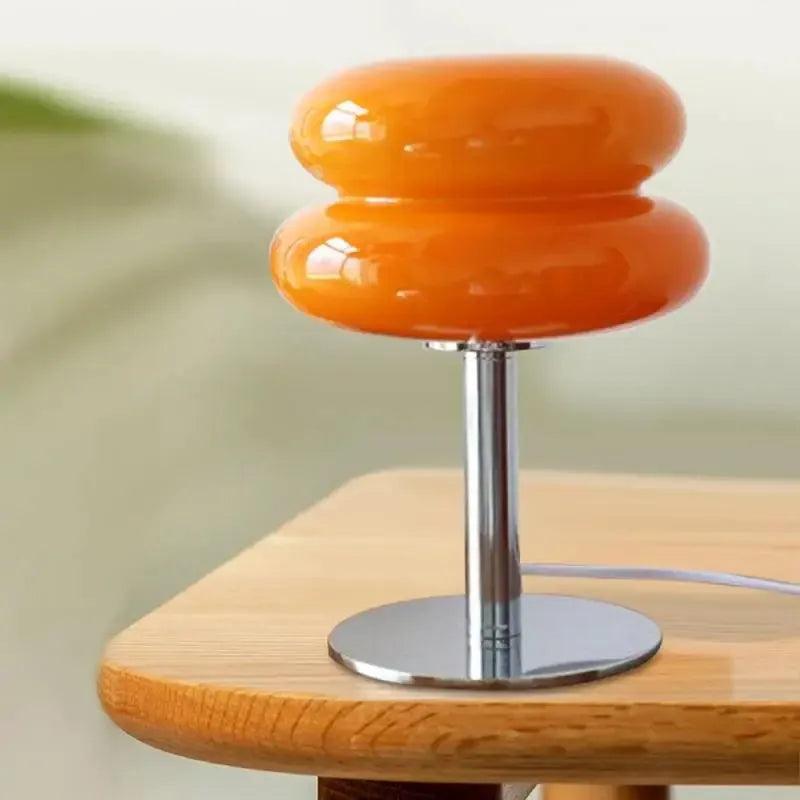 Luminária de Mesa Moderna Cogumelo Vidro e Inox