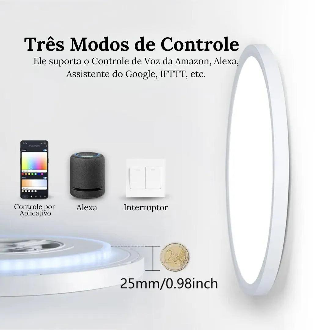 Luminária de Teto Plafon LED Redondo Inteligente Alexa Google Home