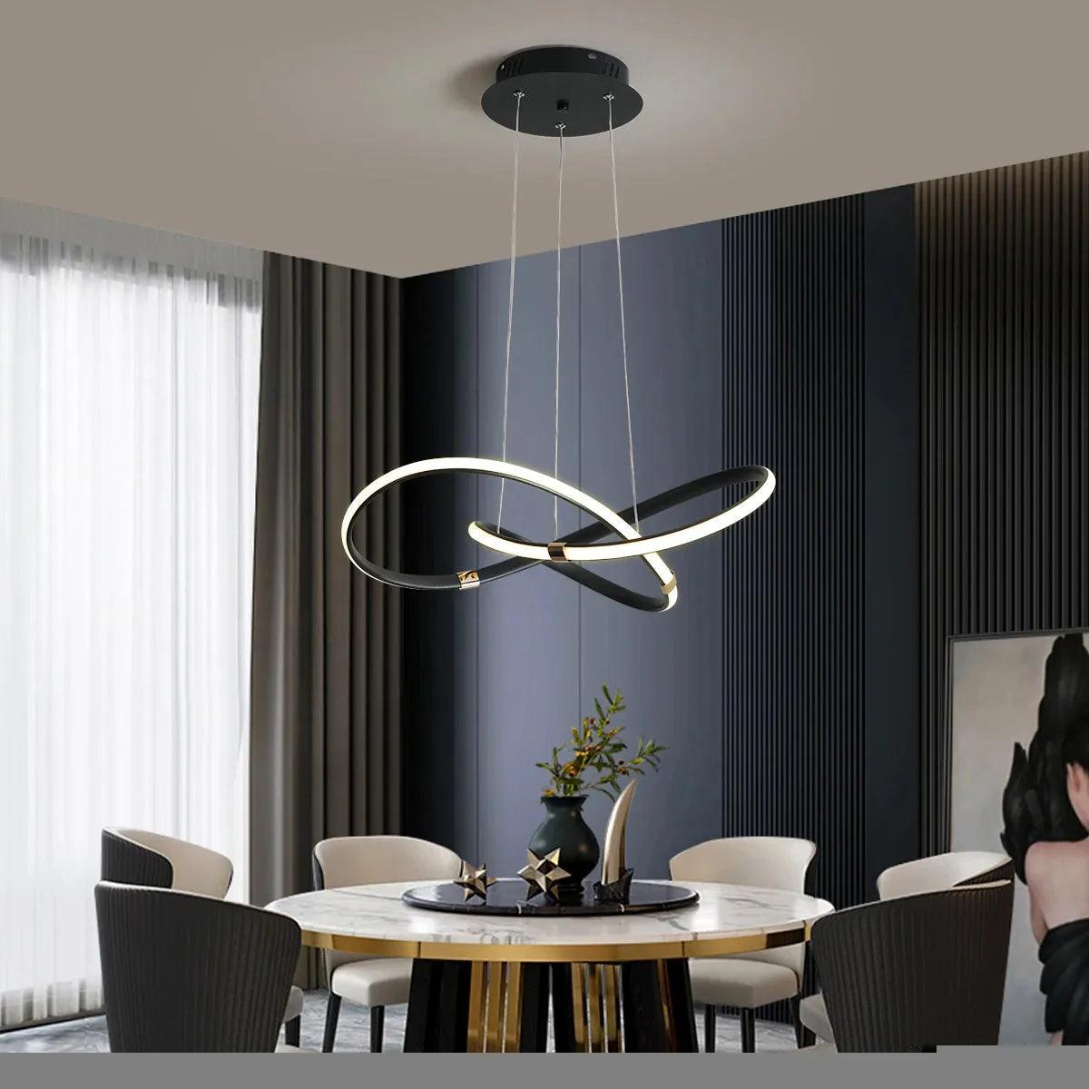 Lustre Circular Pendente Moderno Duplo em LED