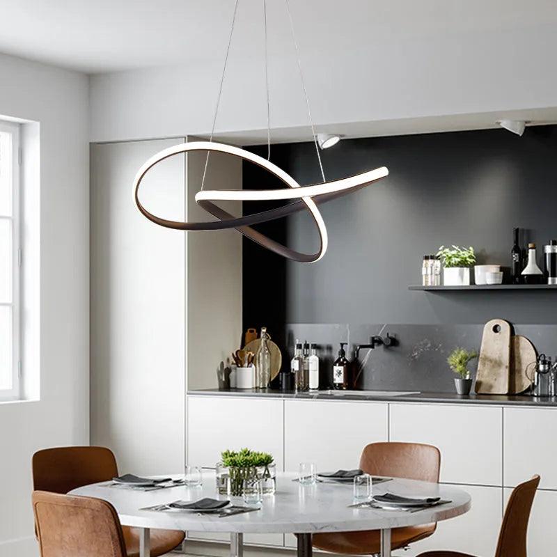 Lustre Circular Pendente Moderno Duplo em LED
