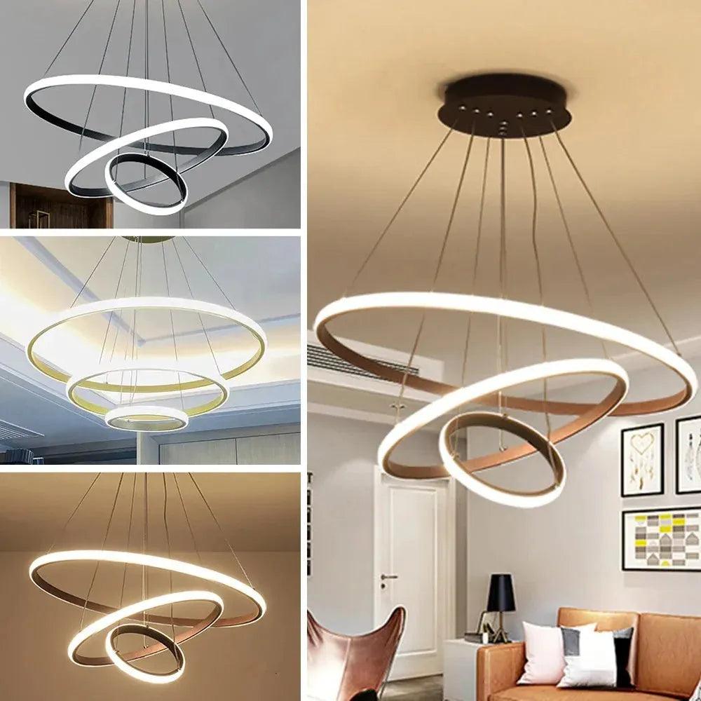 Lustre Pendente Circular Triplo em LED
