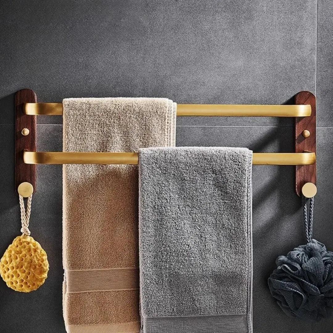 Porta Toalha Para Banheiro Duplo e Triplo Madeira Maciça