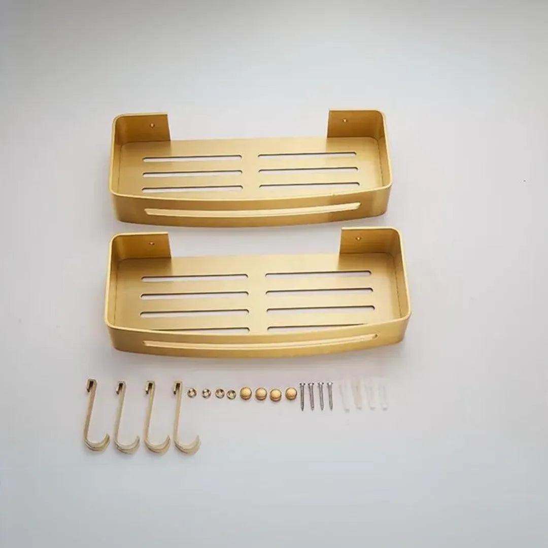 Prateleira De Canto Para Banheiro Dourada