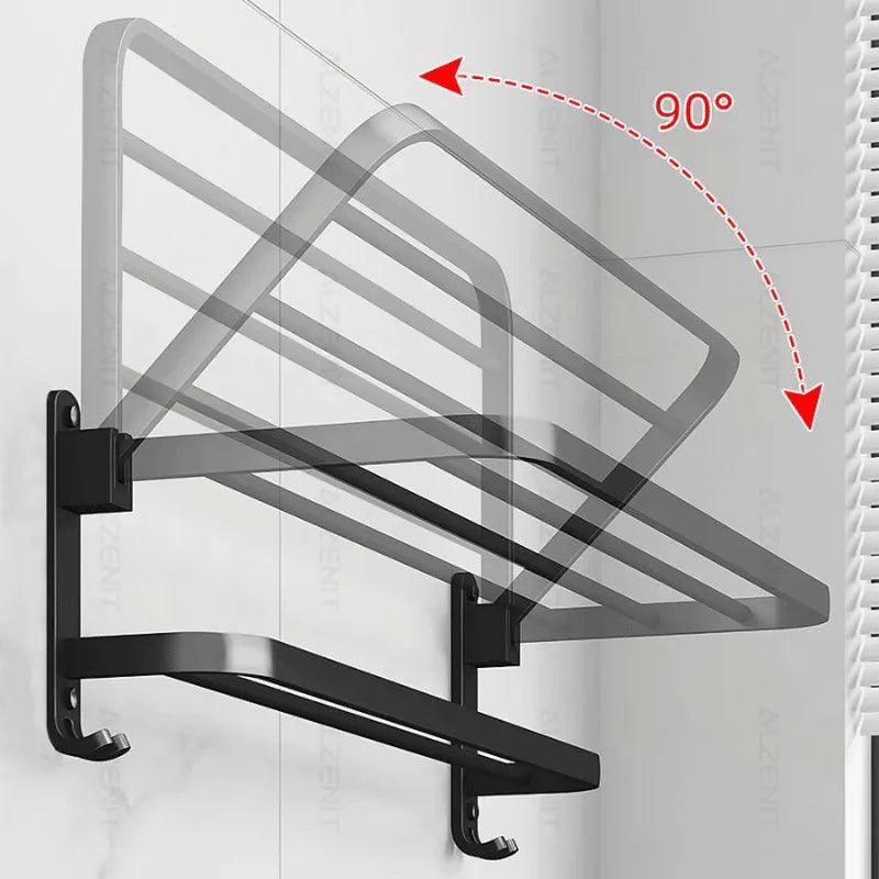 Toalheiro Para Banheiro Duplo Preto Matte