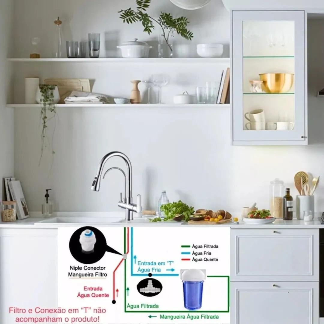 Torneira Para Cozinha Gourmet Monocomando Dupla Função Filtro Jato Extensível