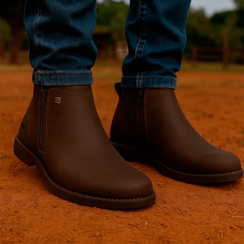 Kit Bota Zavick em Couro Legítimo e Palmilha Ortopédica +BRINDES: Boné, Cinto e Bainha com Faca