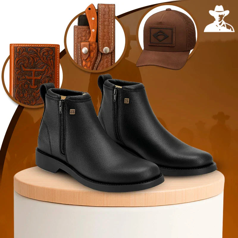 Kit Bota Zavick em Couro Legítimo e Palmilha Ortopédica +BRINDES: Boné, Cinto e Bainha com Faca