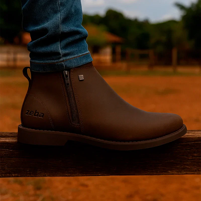 Kit Bota Zavick em Couro Legítimo e Palmilha Ortopédica +BRINDES: Boné, Cinto e Bainha com Faca