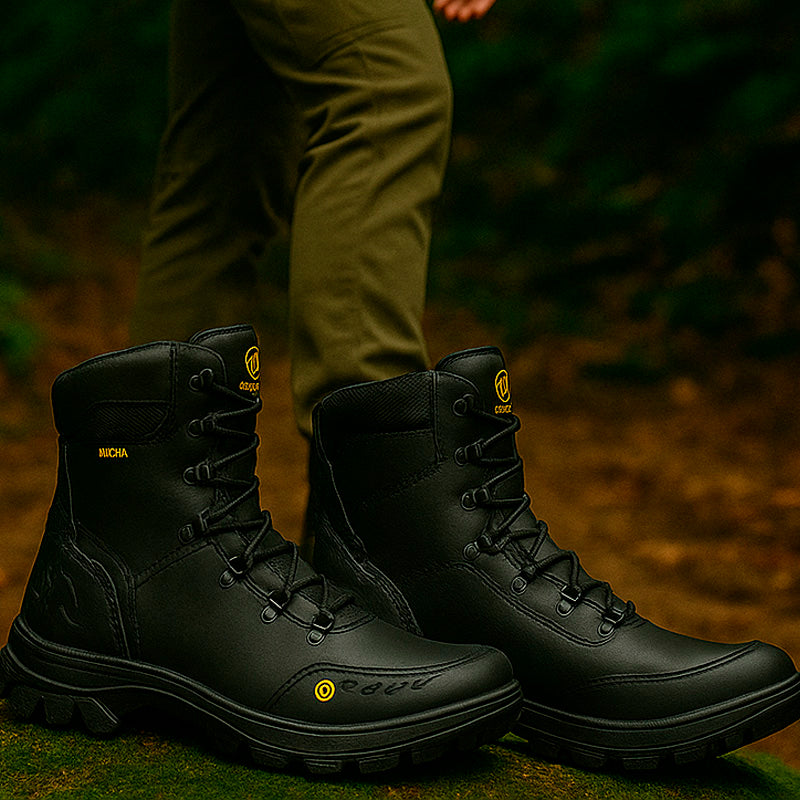 Kit Bota Masculina Gravuor em Couro Legítimo e Palmilha Ortopédica +BRINDES: Relógio, Faca, Cinto e Carteira