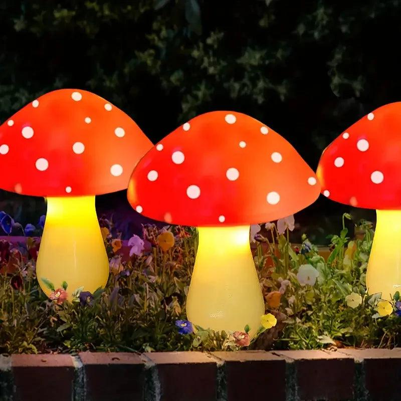 Cogumelos Led - Energia Solar - Decoração Jardim