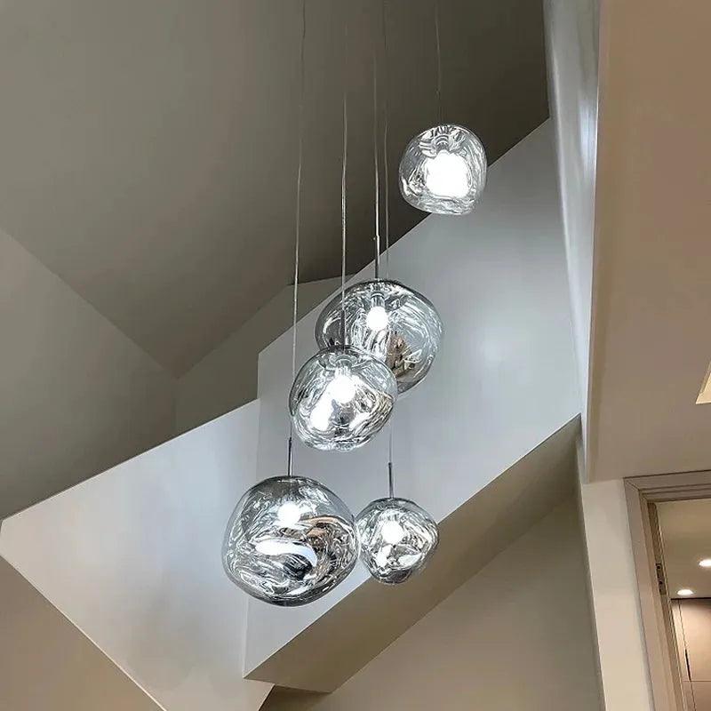 Conjunto Completo Lustre Pendente Moderno Luxuoso Lava Macaron Nórdico