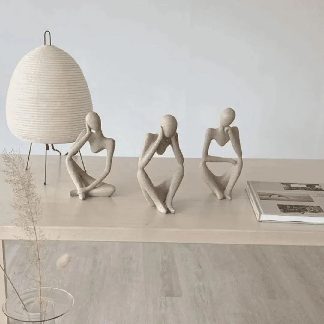 Escultura Decorativa O Pensador Estatueta 3 Peças - Decoração para Sala