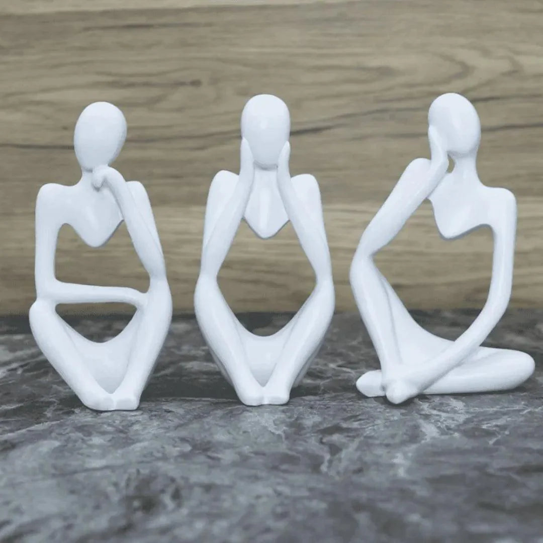 Escultura Decorativa O Pensador Estatueta 3 Peças - Decoração para Sala