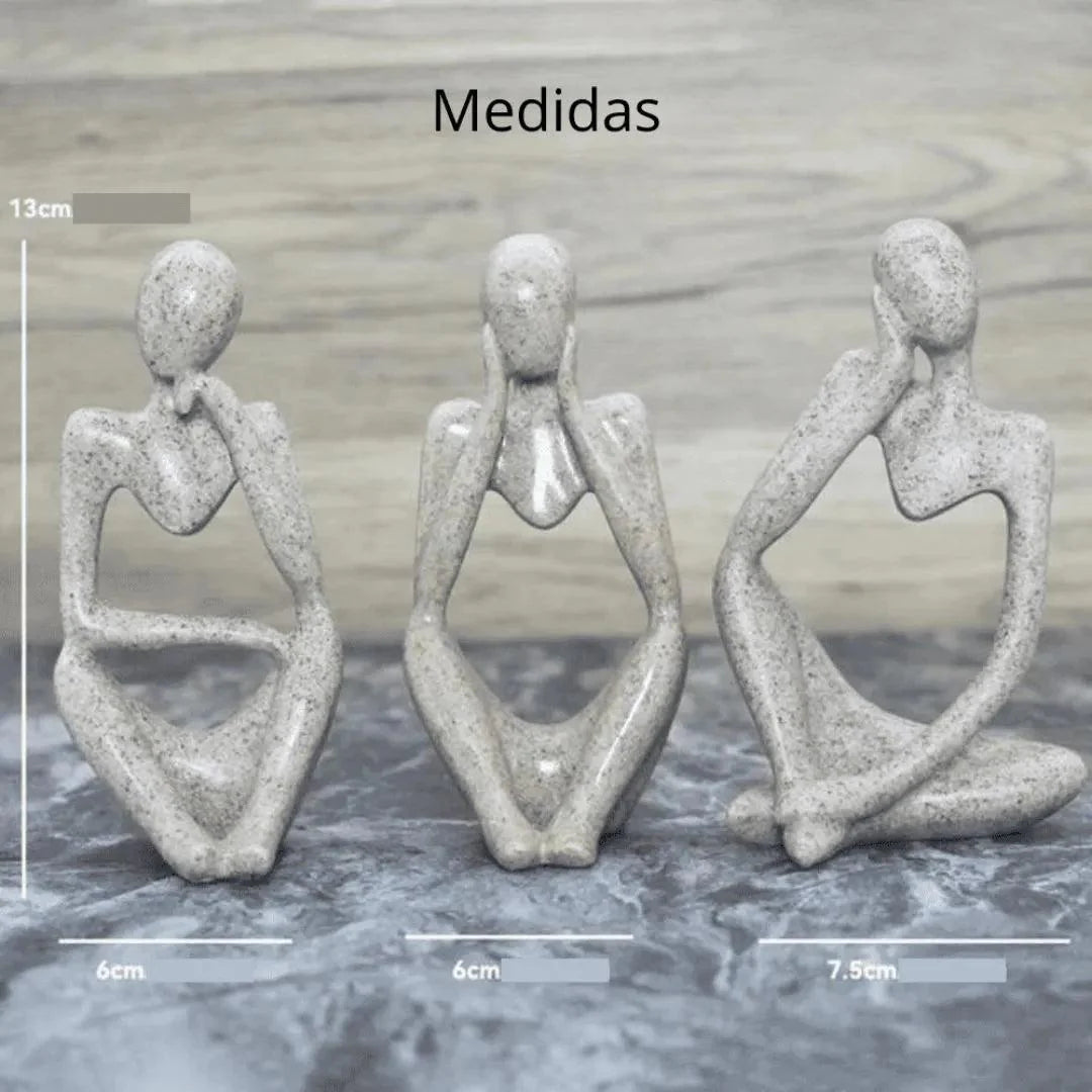 Escultura Decorativa O Pensador Estatueta 3 Peças - Decoração para Sala