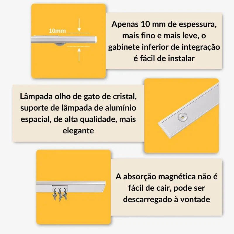 Luminária de Led Magnética com Sensor de Movimento