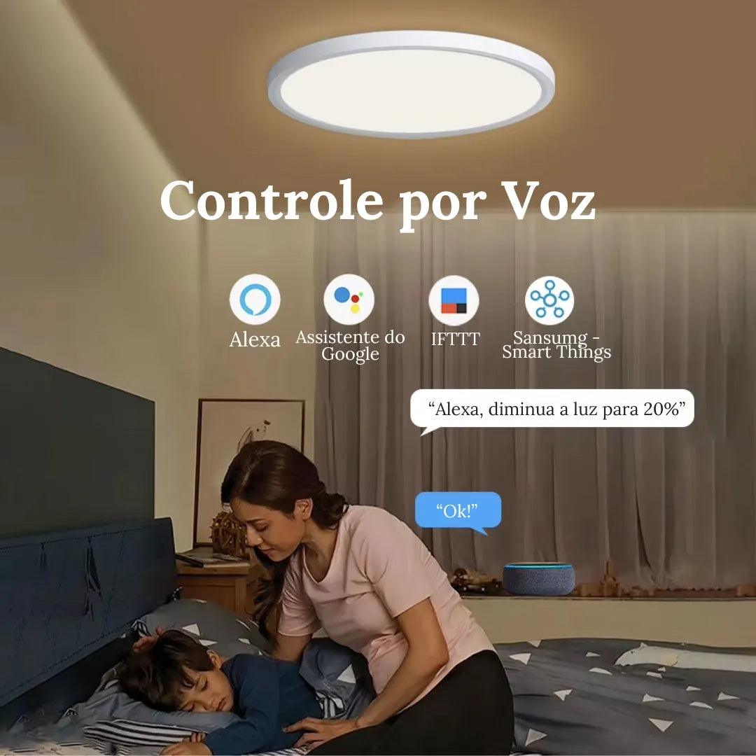 Luminária de Teto Plafon LED Redondo Inteligente Alexa Google Home