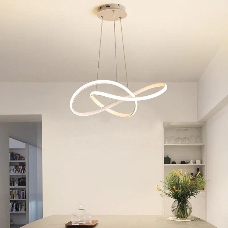 Lustre Circular Pendente Moderno Duplo em LED