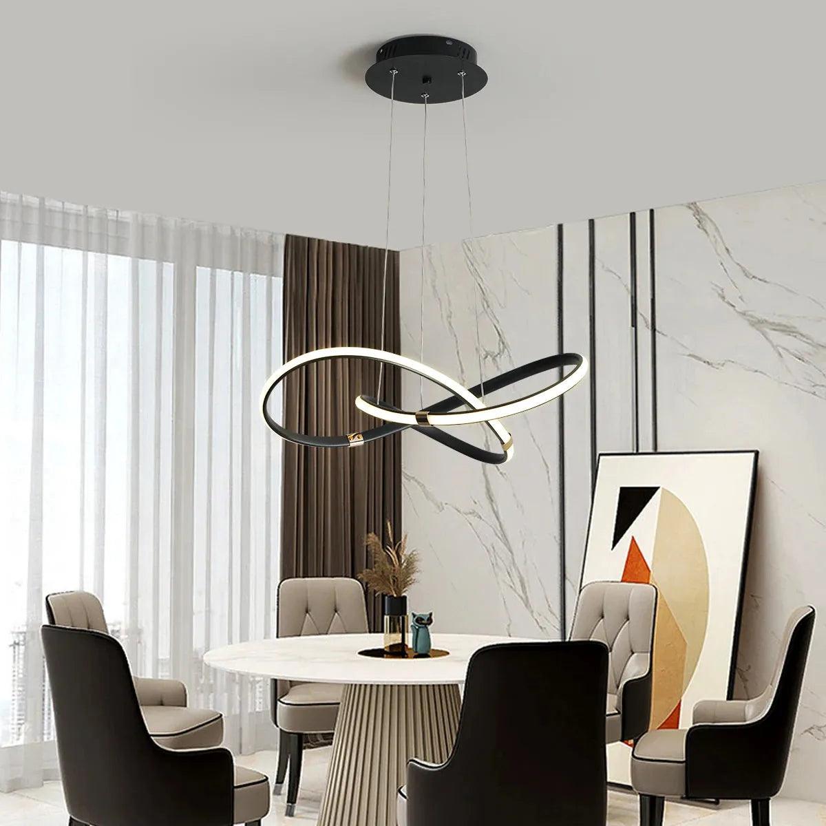 Lustre Circular Pendente Moderno Duplo em LED