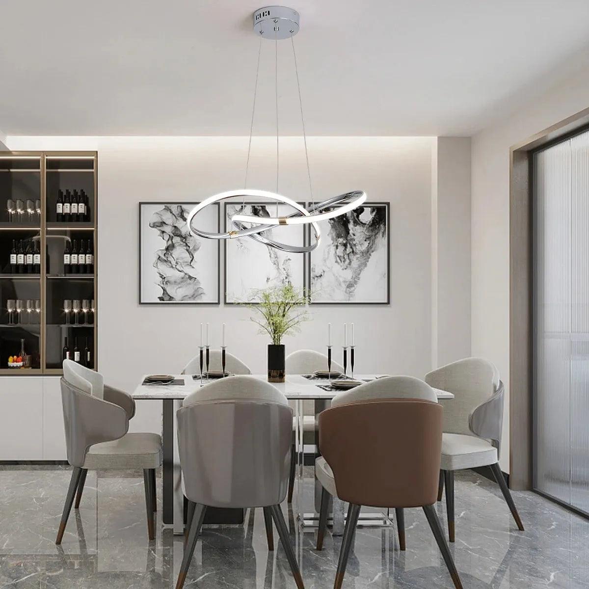 Lustre Circular Pendente Moderno Duplo em LED