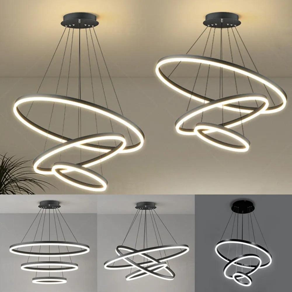 Lustre Pendente Circular Triplo em LED
