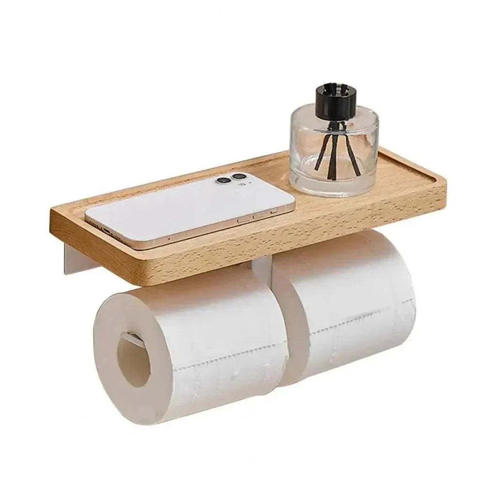 Suporte Para Papel Higiênico De Madeira Premium