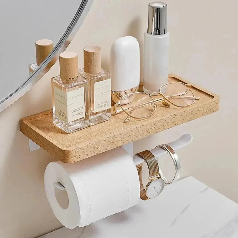 Suporte Para Papel Higiênico De Madeira Premium
